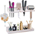 Hair Tool Organizer Wall Mount Holder, Set of 2 Layer Rustic Blow Dryer Holder, Hair Product Organizer Wooden Storage for Hair Dryer, Curling Iron, Hot Tools, Vanity Accessories, Makeup, Toiletries
