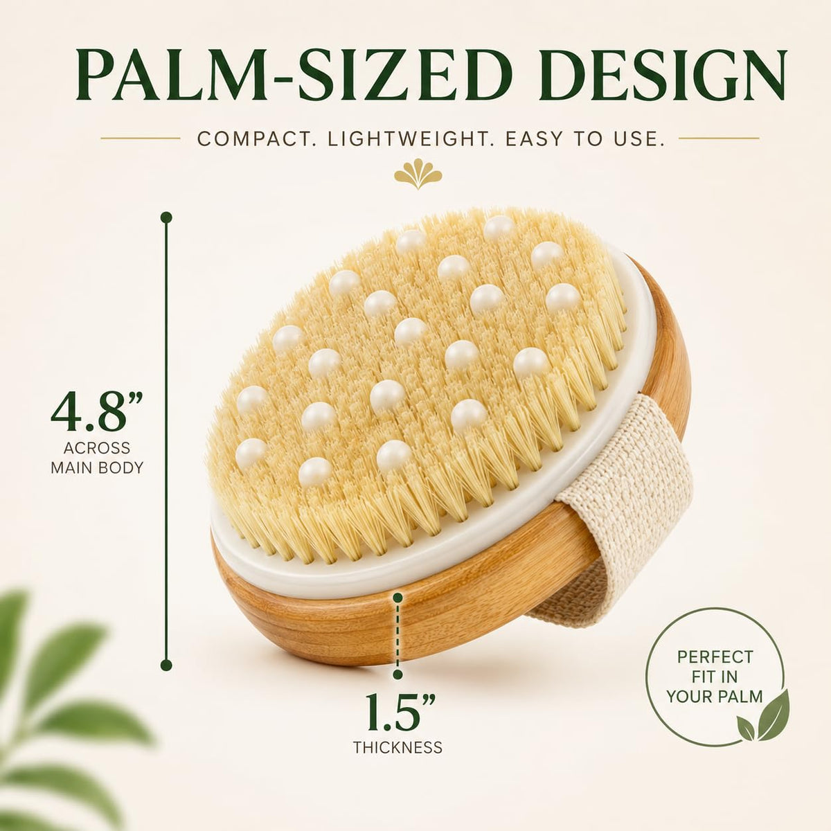 Vera Essence Dry Body Brush for Women & Men, Dry Brush for Lymphatic Drainage, Exfoliating Body Brush with Natural Boar Bristles, Massage Nodes & Bamboo Base for Dry Skin