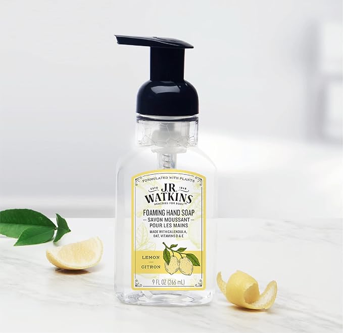 J.R. Watkins Foaming Hand Soap with Pump Dispenser, Moisturizing Foam Hand Wash, Alcohol-Free, Cruelty-Free, Citron, 9 fl oz, 3 Pack