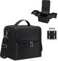 Large Makeup Carrying Train Case for Women, 4 Tier Travel Bag Box, Black