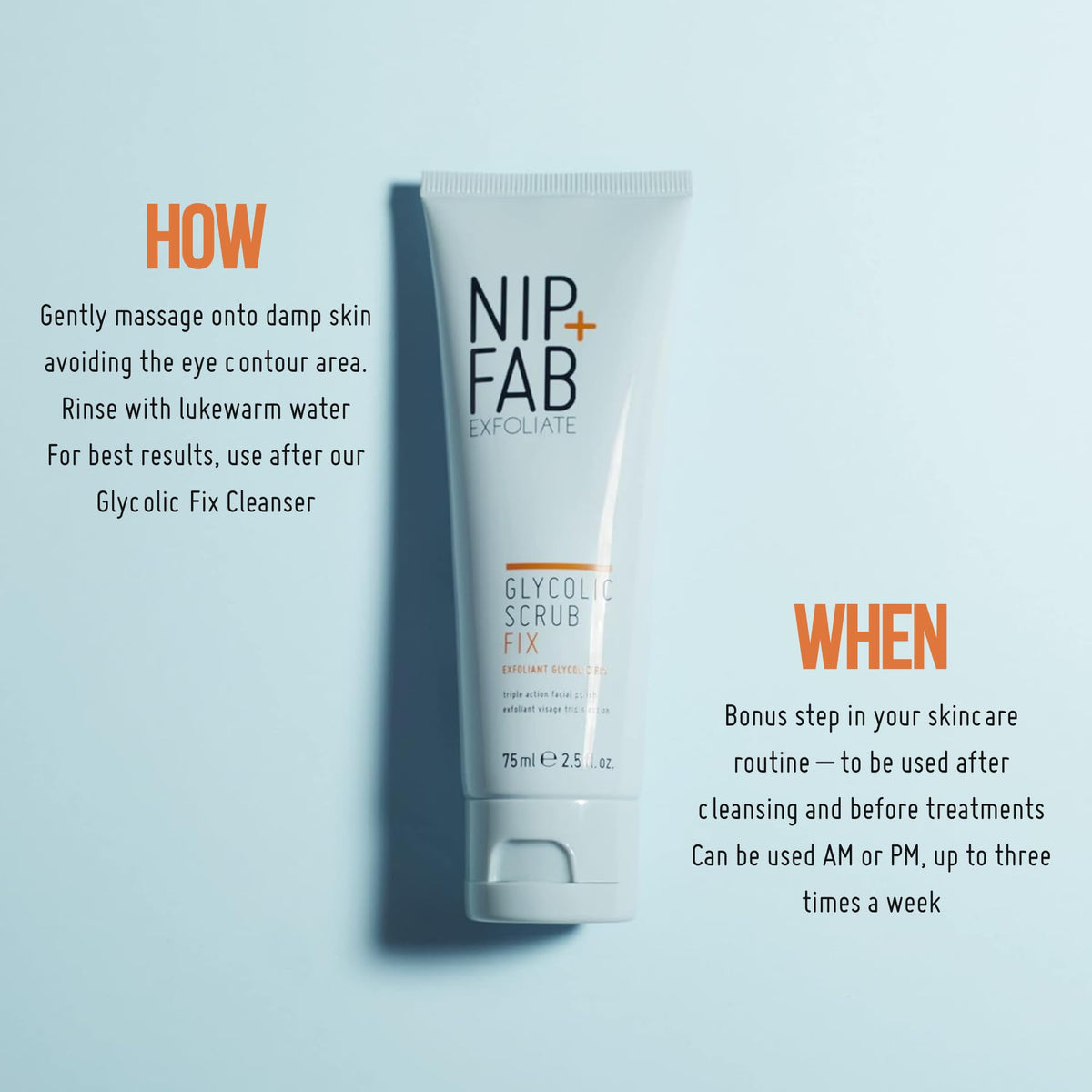 Nip + Fab Glycolic Fix Scrub (2.5 fl oz) – 3% Glycolic Acid 3-in-1 Facial Exfoliator – Brightening AHA Face Scrub with Salicylic Acid for Smooth Radiant Skin