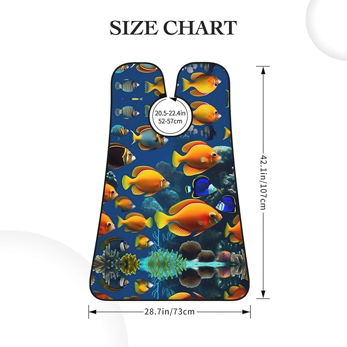 NOUZU The Underwater World Tropical Fish Print Beard Bib Apron For Men, Beard Hair Catcher For Men Shaving Trimming,Beard Cape Cloth