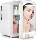 Lispin 4L Mini Skincare Fridge with Dimmable LED Mirror, Portable Beauty Refrigerator for Makeup, Cosmetic, Personal Small Refrigerator with Cooler and Warmer for Bedroom, Office and Car