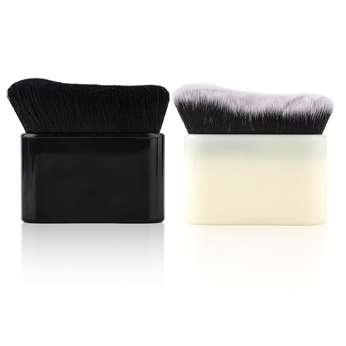 2pcs Self Tanning Brushes, Foundation Tan Bronzing Applicator Spray Back Tanner Makeup Brushes Body Coverage Perfector Brush Face Beauty Blend Sunscreen Brush for Tanning Mousse(Black, White)
