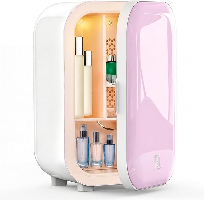 Kikihuose 22L Mini Skincare Fridge, Beauty Fridge for Cosmetic Storage, 44°F Intelligent Temperature Control, Personal Small Makeup Refrigerator for Bedroom, Dorm