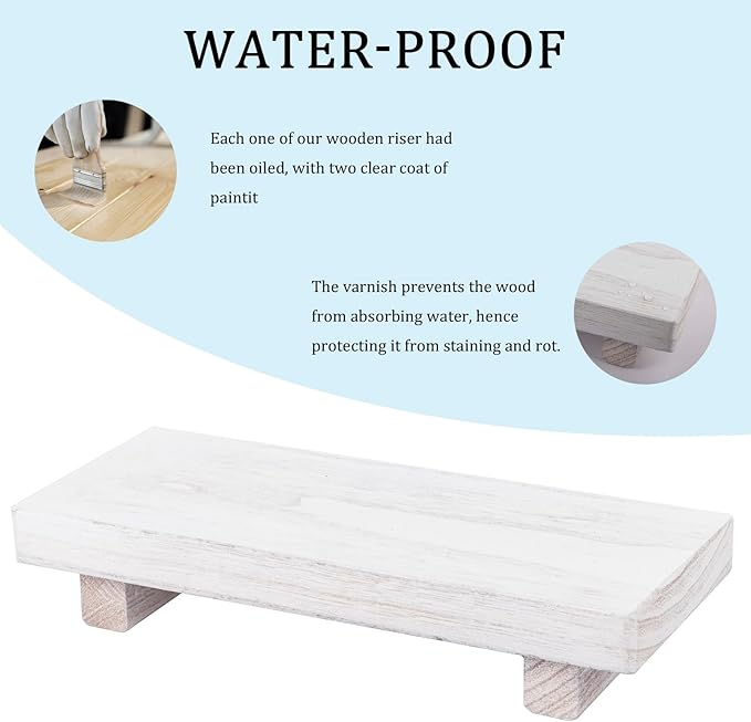 Wood Bathroom Tray Farmhouse Decor Kitchen Soap Holder, 8.7" X 3.6" White