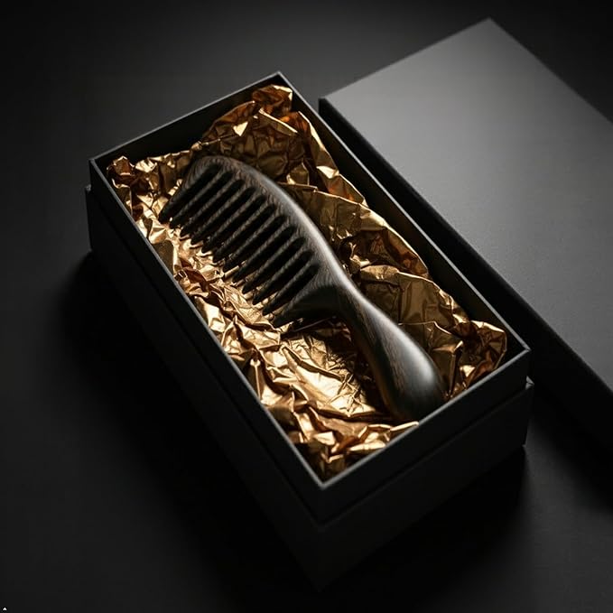 Louise Maelys Black Sandalwood Wide Tooth Comb For Curly Hair