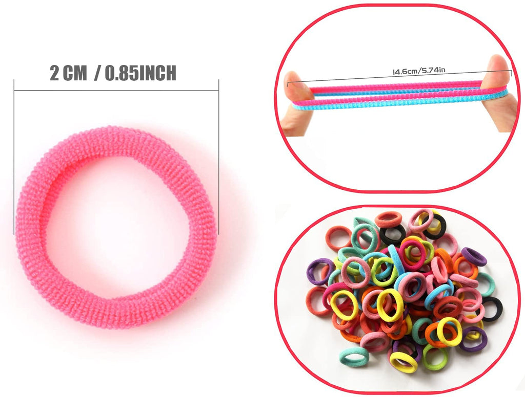 100 Pcs Baby Hair Ties, Seamless Cotton Toddler Hair Ties for Girls and Kids, Multicolor Small Soft No Damage Hair Elastics Ponytail Holders(10Colors)