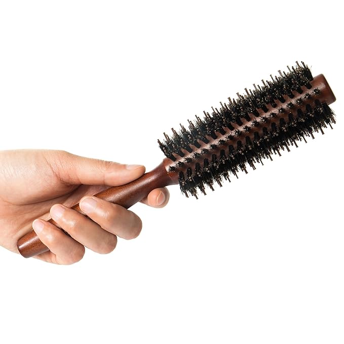 Boar Bristle Round Hair Brush Set with Nylon Pin for Style Curl 2Pack