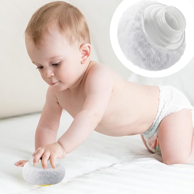 Sibba Storage Body Powder Container, 3.15 Inch Makeup Puff with Container, Fluffy Body After-Bath Powder Case, Baby Care Talcum Makeup Puff Box with Hand Holder