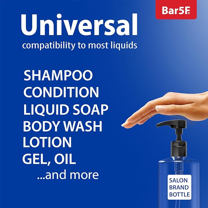 Bar5F Pumps for Shampoo and Conditioner Bottles, Salon-Brand Liters, 2 Pack