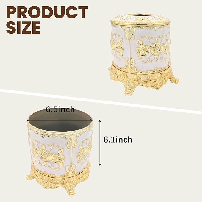 Geesatis Tissue Box Cover, Cylindrical Tissue Box Holder,6.5''x6.1''