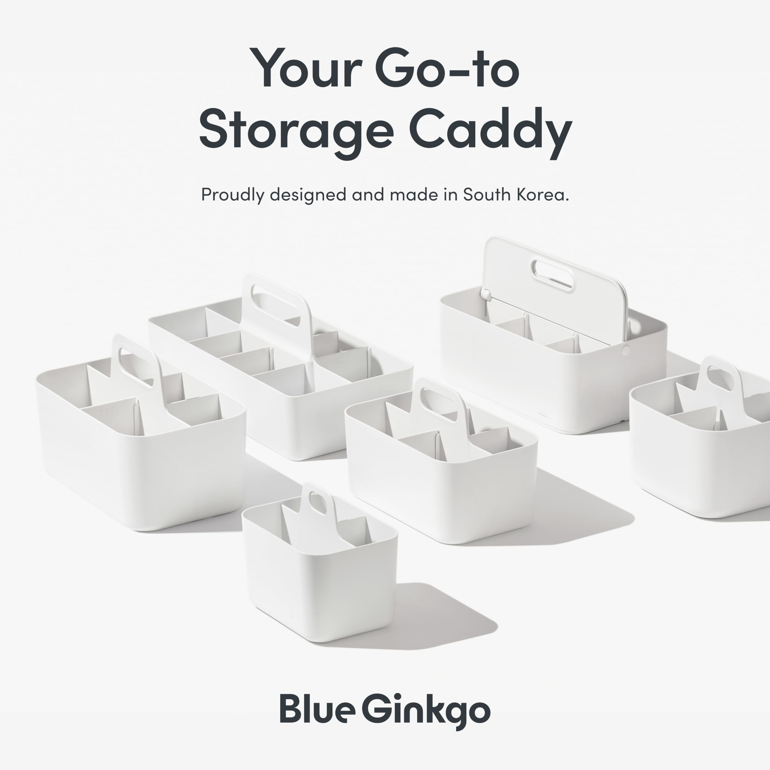 BLUE GINKGO Stackable Organizer Caddy, Long, Pink, Made in Korea