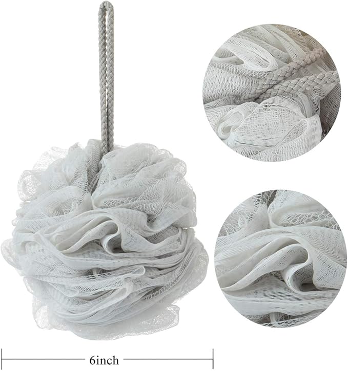 KAKOOI Bath Sponges, Shower Loofah for Body Exfoliation(3 pcs, Brown&Gray&Pink)