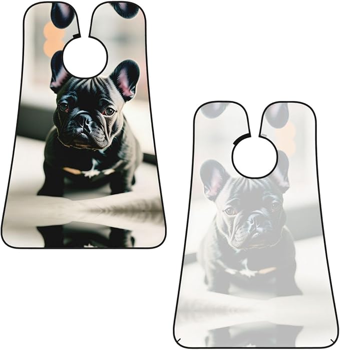 NOUZU Adorable French Bulldog Print Beard Bib Apron For Men, Beard Hair Catcher For Men Shaving Trimming,Beard Cape Cloth, Black