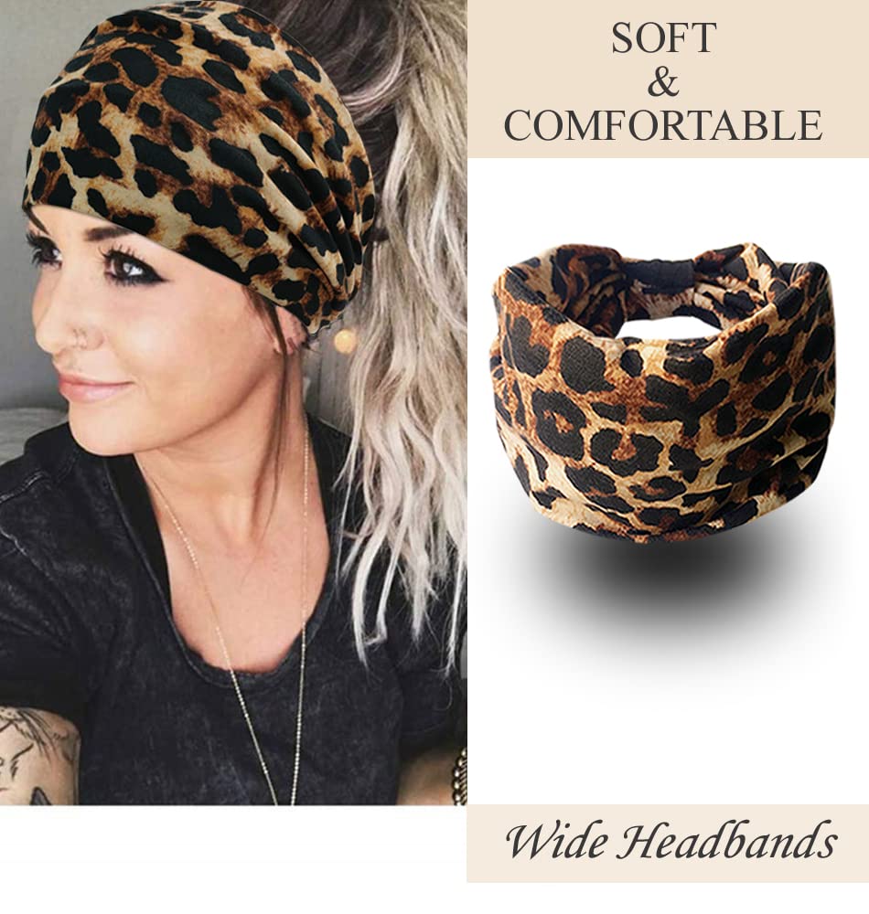 YONUF Wide Headbands for Women, 4 Pack Boho Knotted Head Bands Daily Wear