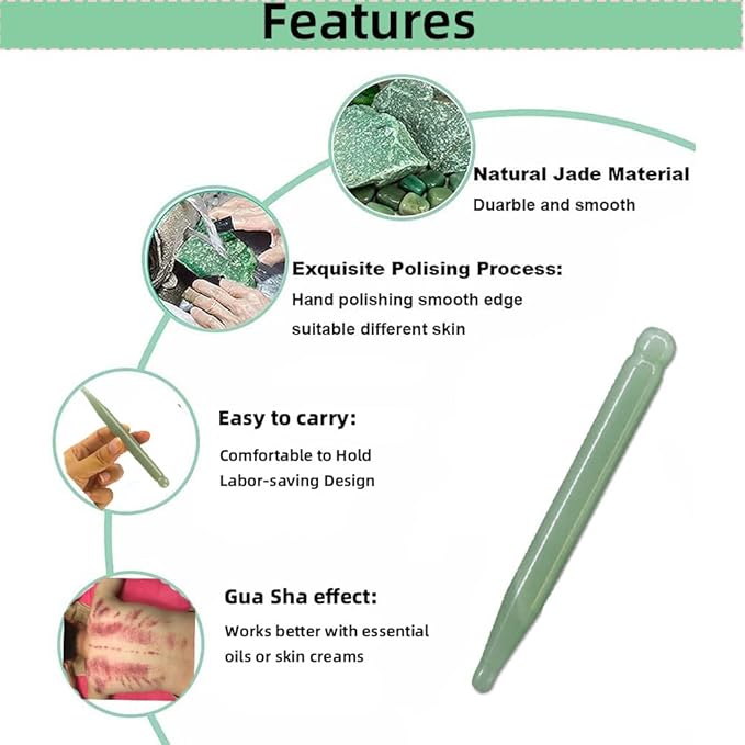 TOP SEWING Jade Acupuncture Pen Deep Tissue Gua Sha Massage Tools Natural Facial Tool Manual Acupuncture Massage Pen for Full Body