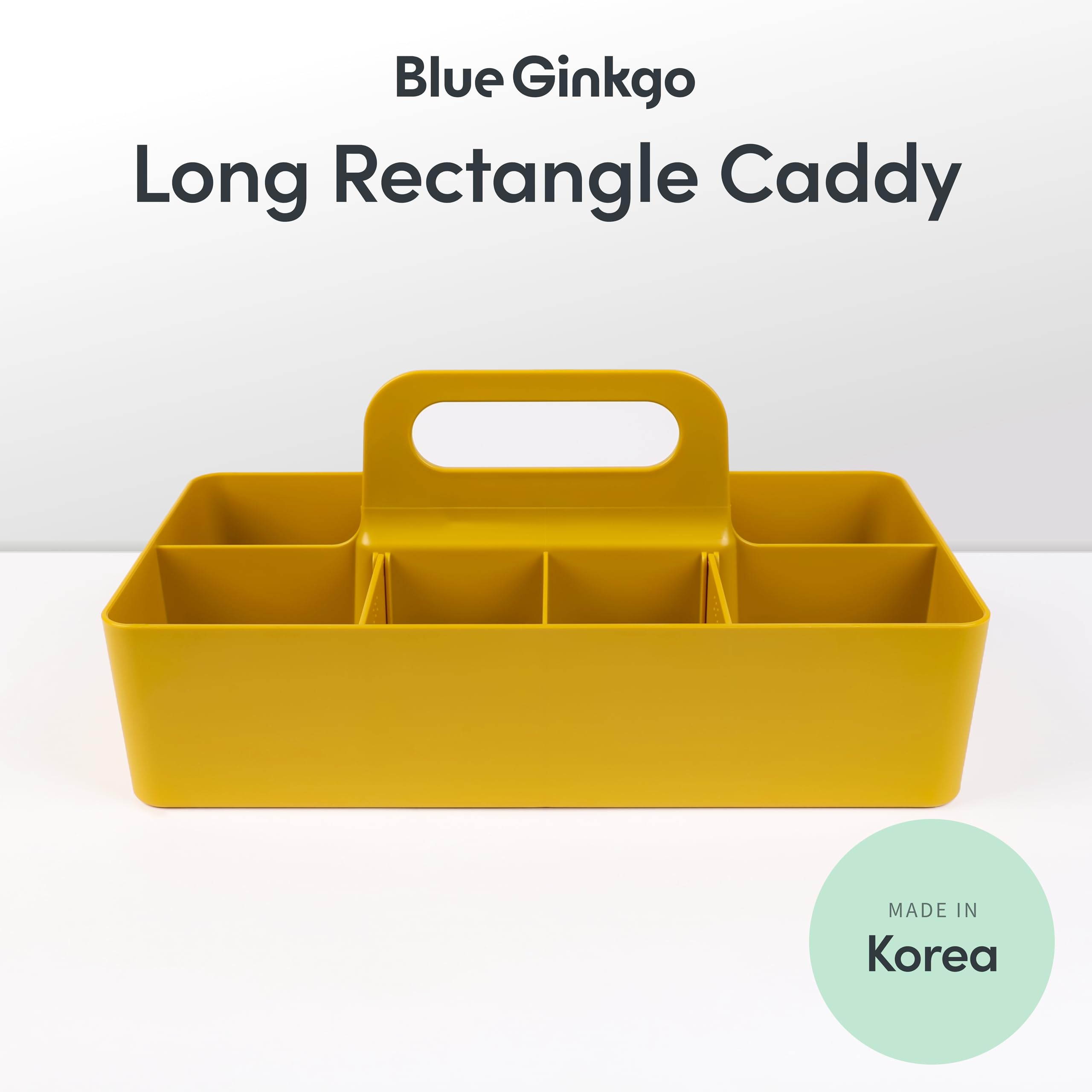 BLUE GINKGO Stackable Organizer Caddy, Long, Yellow, Made in Korea