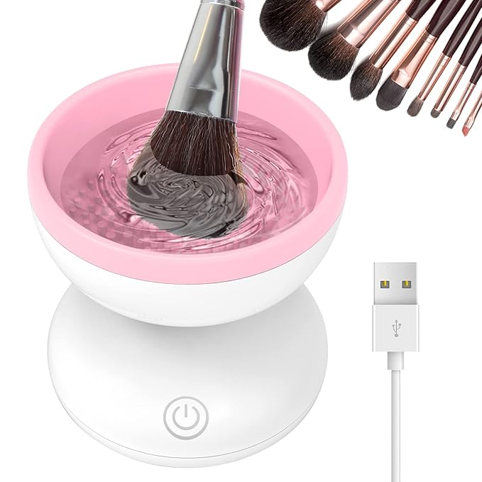 Luxiv Electric Makeup Brush Cleaner, Automatic Brush Washer Machine, Pink