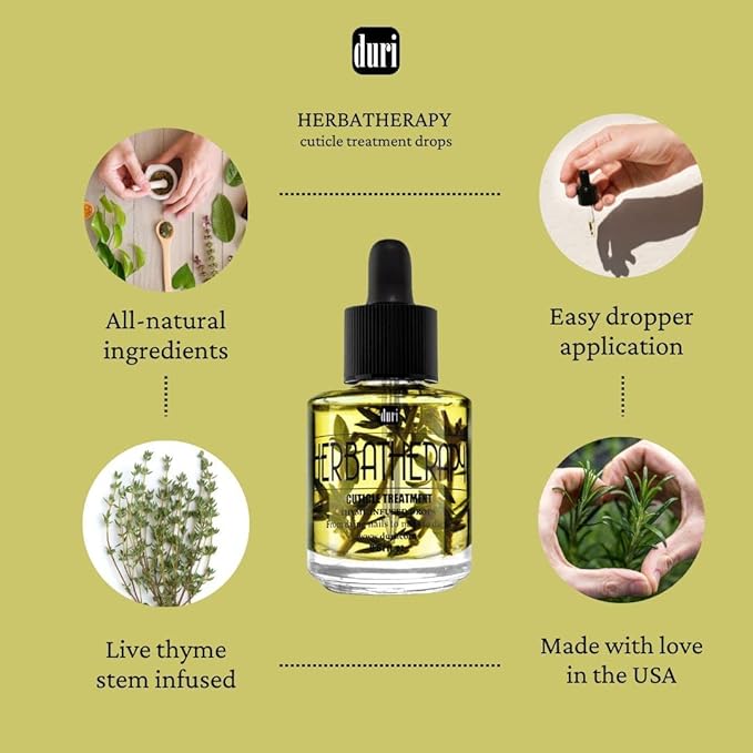 duri Rejuvacote 1 Nail Growth Base, Top Coat and Herbatherapy Cuticle Treatment Drops - Healthy Nails and Cuticles Combo, by Duri cosmetics