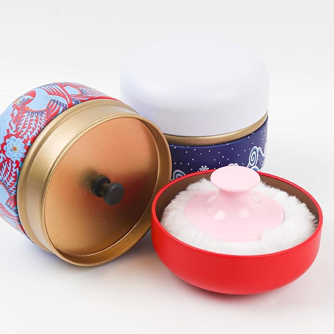 ASUNFO 2 Pcs Powder Puff for Body Powder with Case for Women Red & Blue