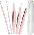 Teenitor Blackhead Remover Kit, Pimple Popper Tool Kit, 2 Blackhead Extractor, 1 Ingrown Hair Tweezers, 2 Pimple Extractor Pore Extractor Acne Tools for Face