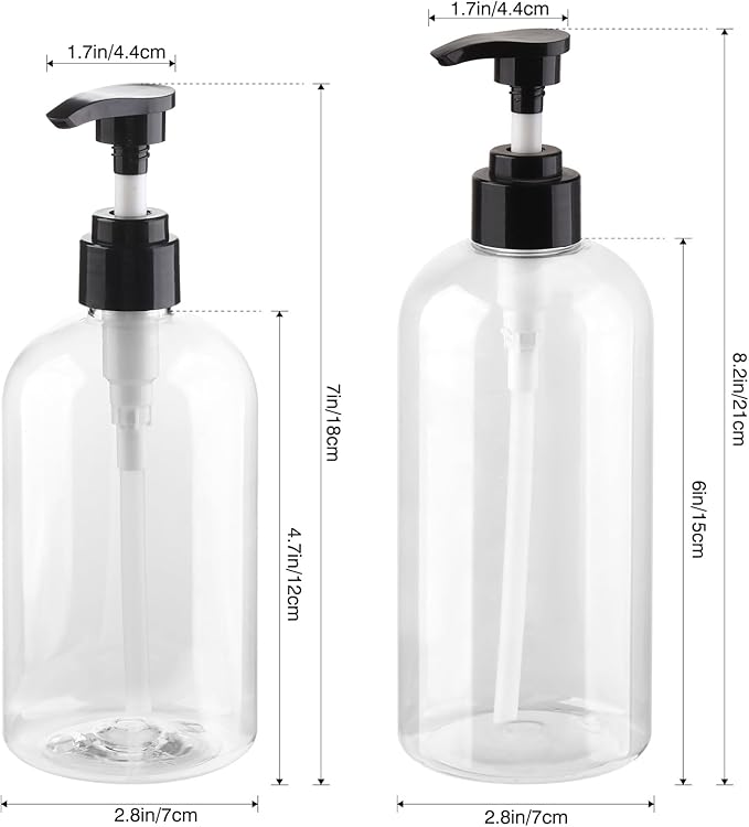 Plastic Pump Bottles Dispenser 2 Pack 16.9oz Clear Refillable Pump Bottle