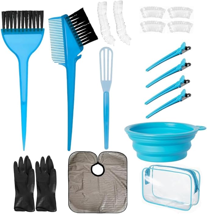 MOONMINI Hair Dye Color Brush and Bowl Set, Color Bowl Brushes Tool Mixing Bowl Kit Tint Comb for Hair Tint Dying Coloring Applicator (Pink&Black)