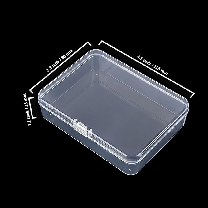 12 Pack Rectangular Clear Plastic Storage Containers Box with Hinged Lid for Beads and Other Small Craft Items (4.5 x 3.3 x 1.1 inch)