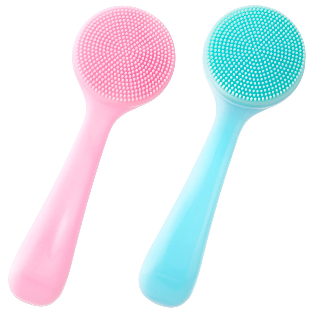HINZIC Silicone Manual Facial Cleansing Brush, Skin Friendly Waterproof Face Cleaning Scrubber Exfoliator Cleanser for Blackheads Whiteheads Makeup Residues Removal- Blue
