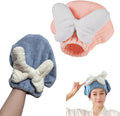 NentMent 2 Pack Hair Drying Caps Ultra Absorbent Hair Turban Microfiber Hair Towel Wrap Head Towels for Shower Curly Thick Long Hair Conditioner Hair Oil Serum Overnight Conditioning Treatment