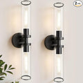 Black Wall Sconces, Set of 2, 22'' Modern Vanity Lights Fixture for Bathroom with Clear Glass, Wall Sconces Lighting, for Living Room/Bathroom Hallway Mirror/Bedroom (Bulbs Not Included)