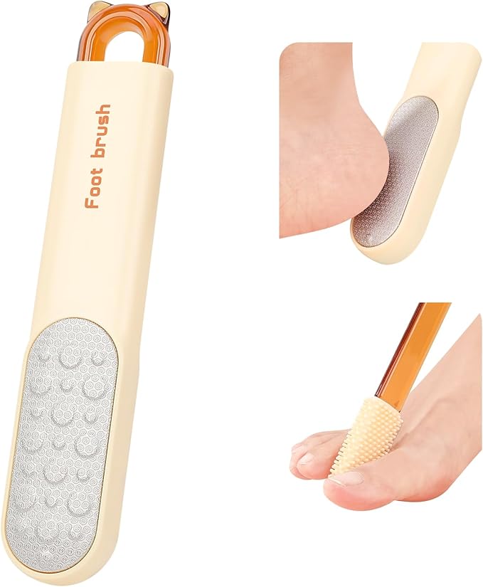 Foot Callus Remover, Foot File Callus Remover for Feet, Double Sided Foot Scrubber with Soft Silicone Brush, Pedicure Tools for Feet Care Dead Skin Calluses