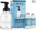 MRS. MEYER'S CLEAN DAY Foaming Hand Soap Dispenser & Concentrate Starter Kit,1 Glass Dispenser (10 Fl. Oz.) & 2 Concentrated Refills (2 Fl.Oz. each),Rain Water, Makes 20 Fl. Oz. of Foaming Soap Total