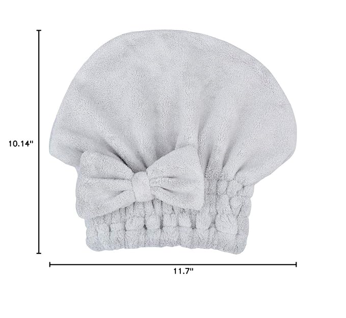 MAYOUTH Microfiber Hair Drying Towels Head wrap with Bow-Knot Shower Cap Hair Turban hairWrap Bath Cap for Curly Long & Wet Hair Gift for Women