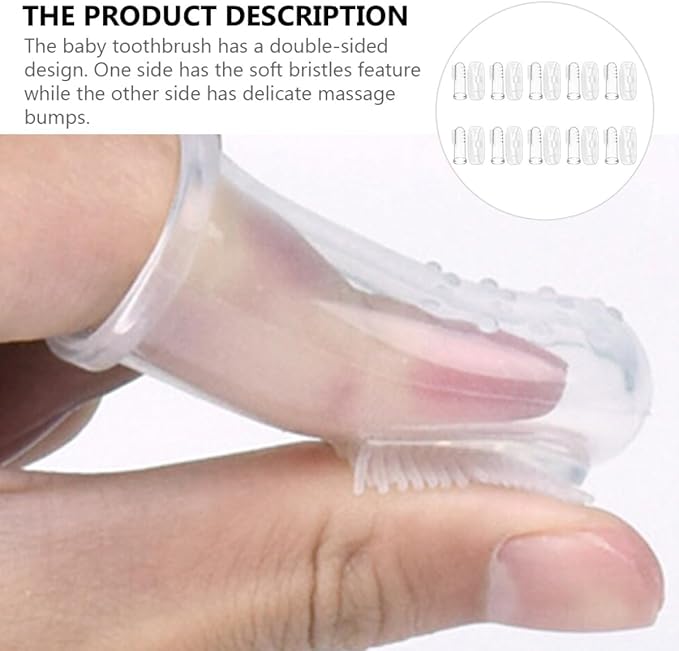 TEHAUX Finger Toothbrush Set 10Pcs with Silicone Soft Bristles and Case, Oral Massager and Teeth Cleaning Tool for Newborns and