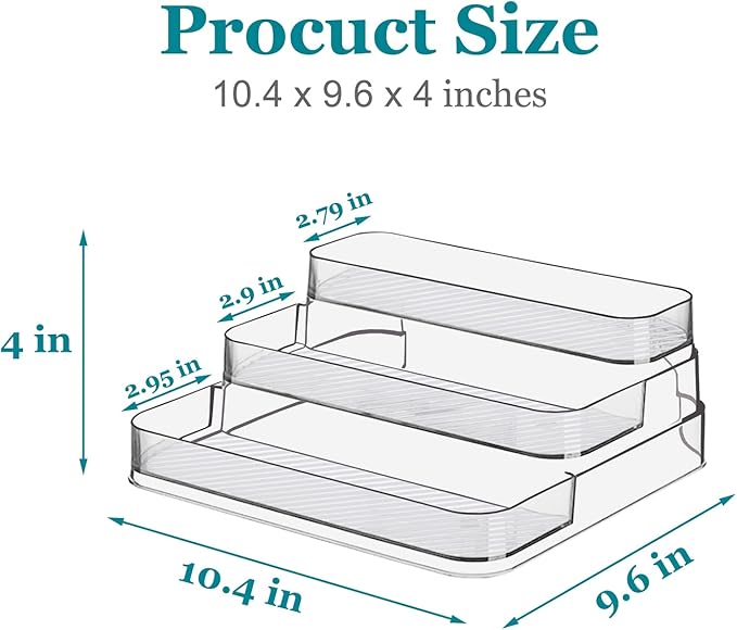 Zilphoba 2pcs Acrylic Rack, No Assembly Clear 3 Tier Condiment Bottle Shelf Vanity Organizer for Cabinet Kitchen Bathroom