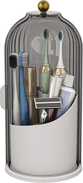 Zufudo Toothbrush and Toothpaste Holders with Cover, Grey White