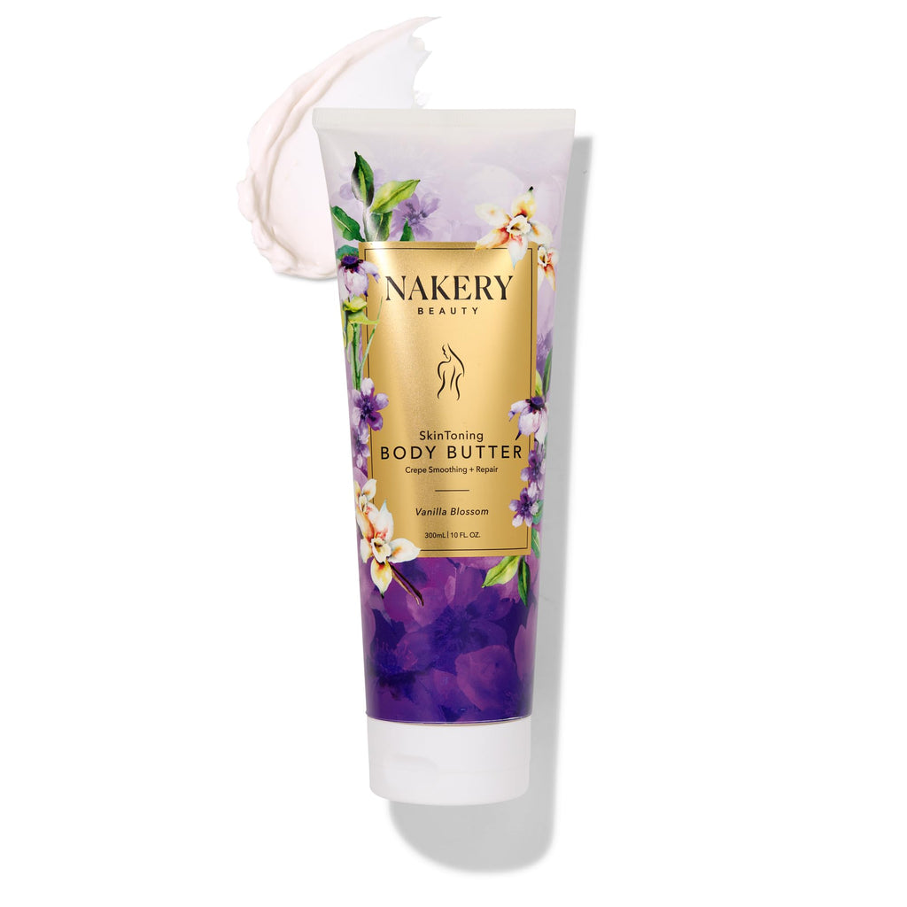 Nakery Skin Toning Body Butter for Women - Firming Body Lotion for Women - Peptide Infused Body Lotion for Crepey & Sagging Skin - Firming Lotion for Neck, Arms & Legs - Vanilla Blossoms