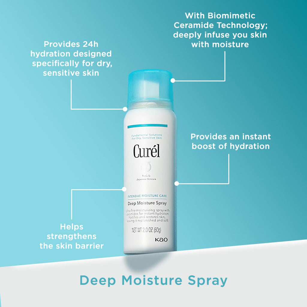 Curel Japanese Skin Care Deep Moisture Spray, Face Moisturizer, 2 fl oz
