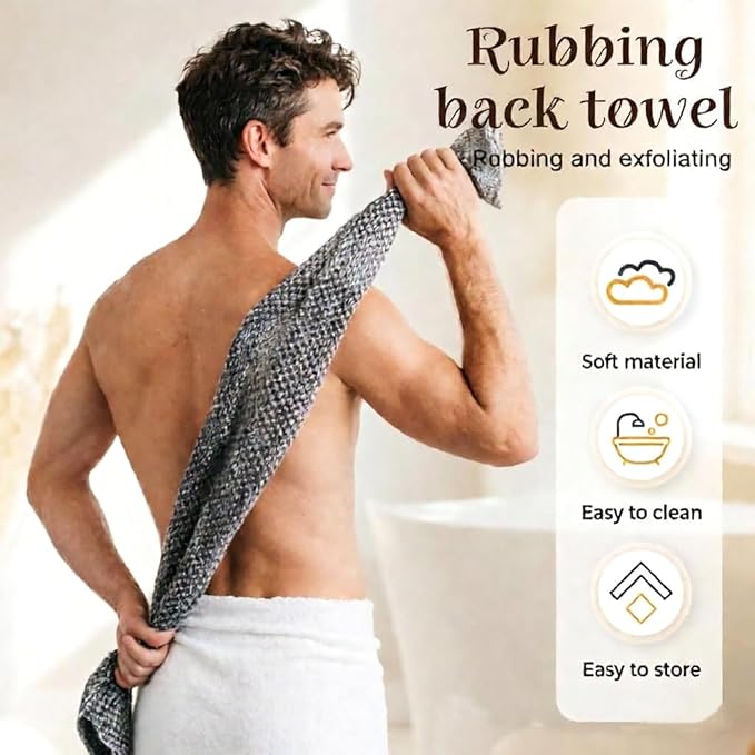 Exfoliating Body Scrubber, Back Scrubber for Shower, Japanese Exfoliating Washcloth Towel, Loofah Sponge Net Body Exfoliator for Men Women+Free Loofah Dish Towel (4Pcs Long Bath Towel)