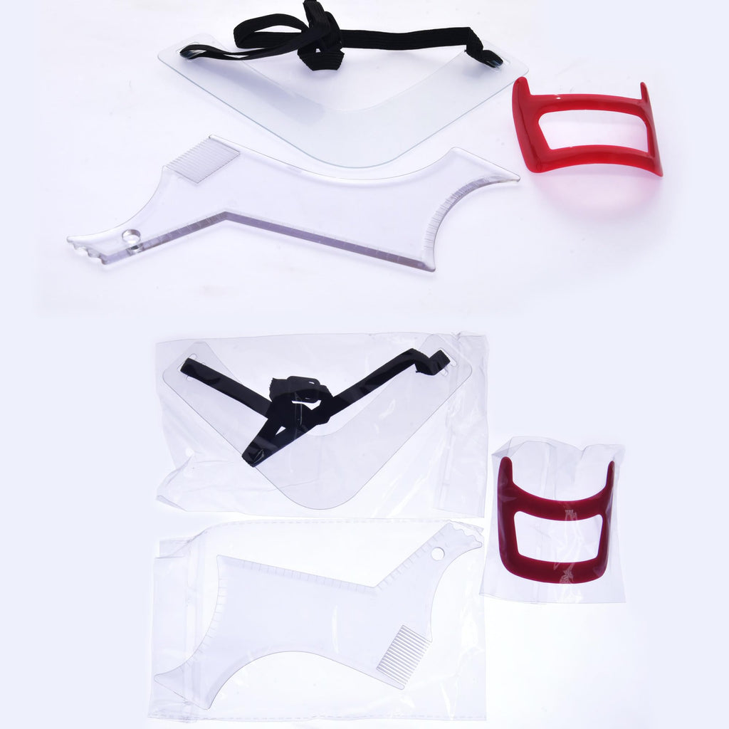 Beard Trimming Guide Tool, 3Pcs Neckline Shaping Goatee Mustache Grooming Facial Hair Styling Template Face Hair Ruler Combs