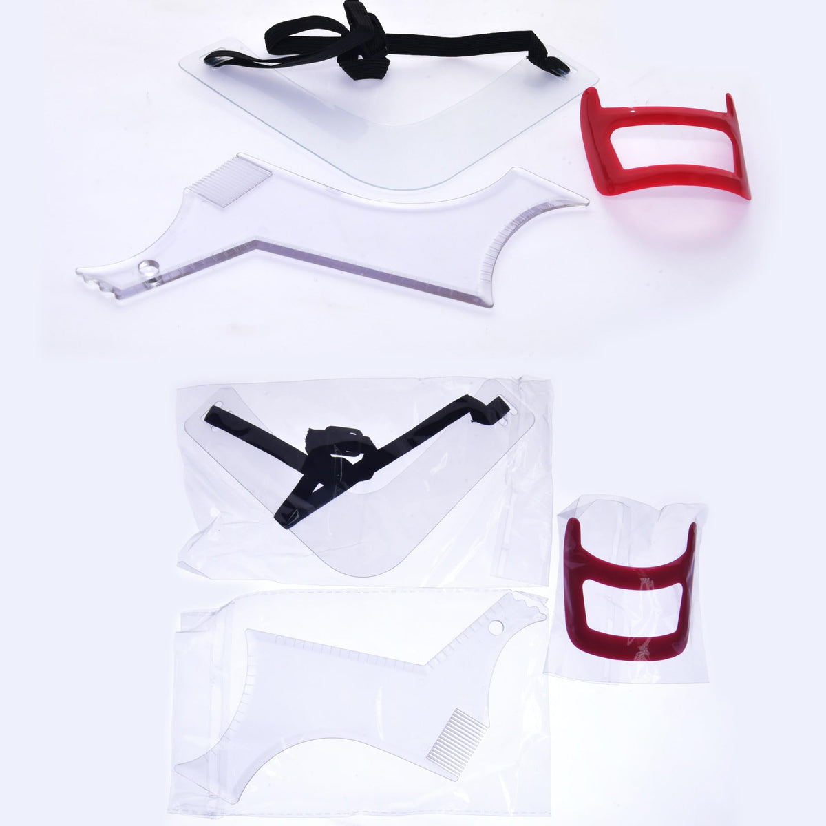 Beard Trimming Guide Tool, 3Pcs Neckline Shaping Goatee Mustache Grooming Facial Hair Styling Template Face Hair Ruler Combs