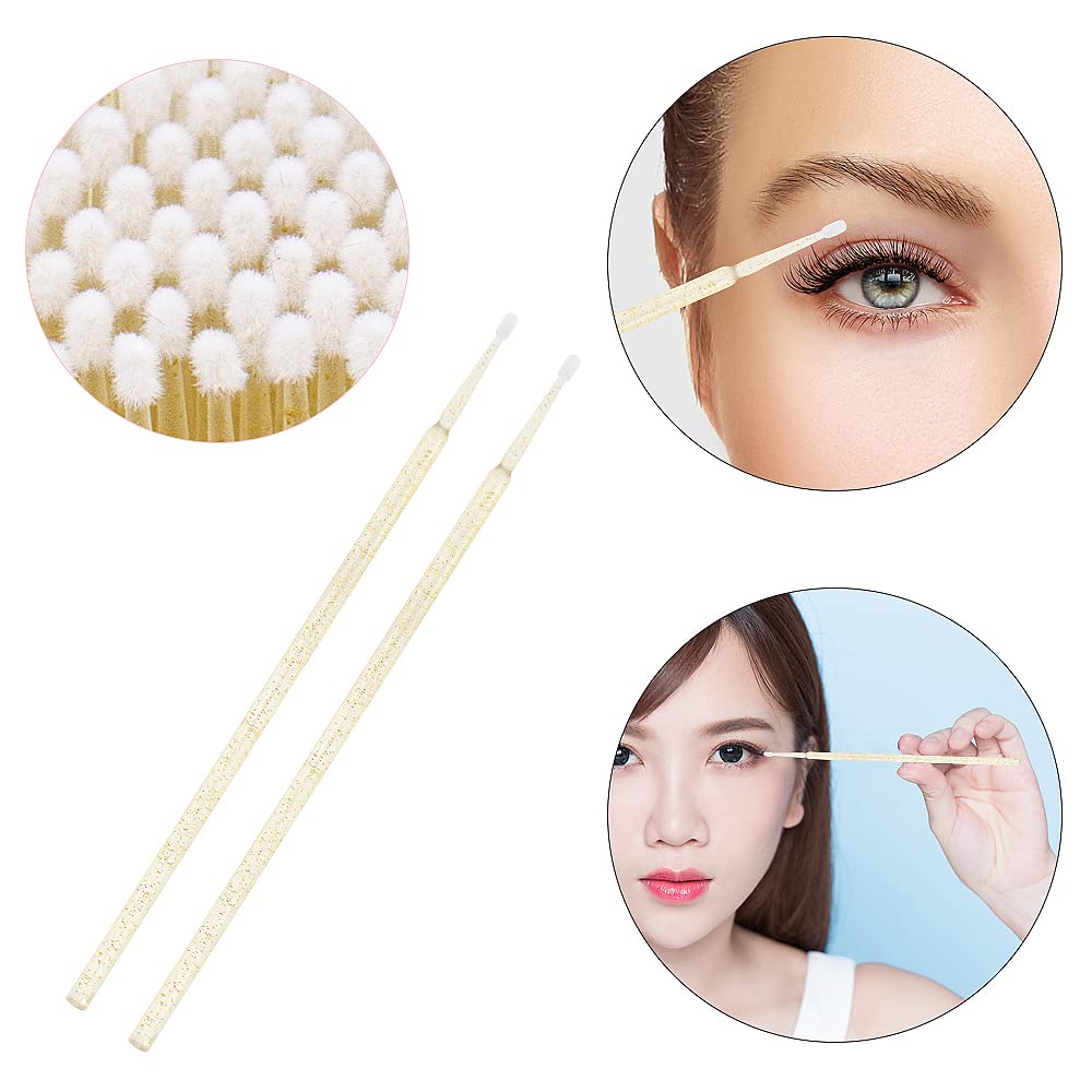 300 PCS Eyelash Extension Supplies Kit Disposable Micro Swab Brush Eyebrow Spoolies Lip Stick Brush Mascara Wand Applicator Makeup Brush Tool(all gold kits)