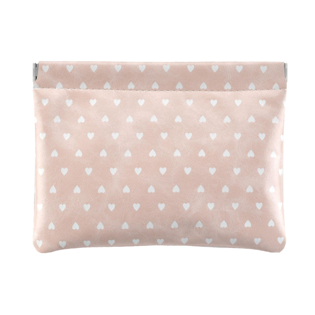 Ksriylm Hearts Leather Makeup Pouch Set for Women Small Make Up Bag for Purse Waterproof Initial Makeup Cosmetic Bags Pouches for Purse Aesthetic Travel Toiletry Bag,Nude Pink