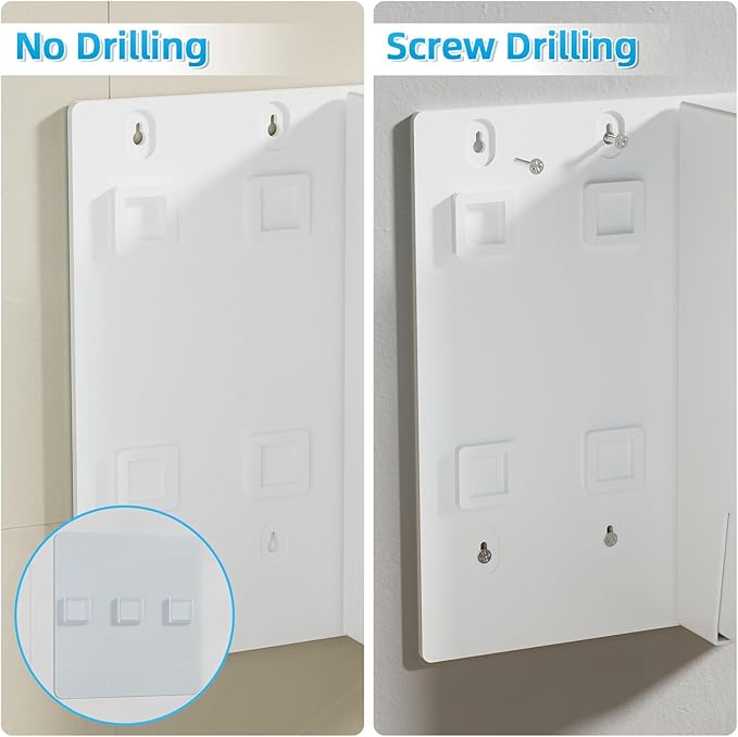 VITVITI Shampoo and Conditioner Dispenser for Shower, Refillable Shower Soap Dispensers 3 Chamber Wall Mounted, 10.2 OZ No Drill Plastic Shower/Body Wash Bottles for Bathroom (White)