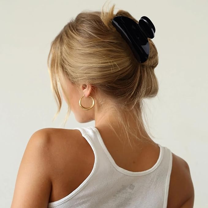 Canitor Hair Claw Clips for Women Acrylic Marbled Hair Clips for Thick Thin Hair Emi Cute Hair Accessories Preppy Teen Girl Gifts Trendy Stuff Black White Blue