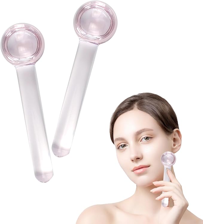 SportEmblema Ice Globes for Face & Eyes,Facials Cold Roller Cooling Globes for Skin Tightening & Anti-Aging Reusable Ice Facial Roller for Reduction of Puffiness & Wrinkles Dark Circles,Headaches-Pink