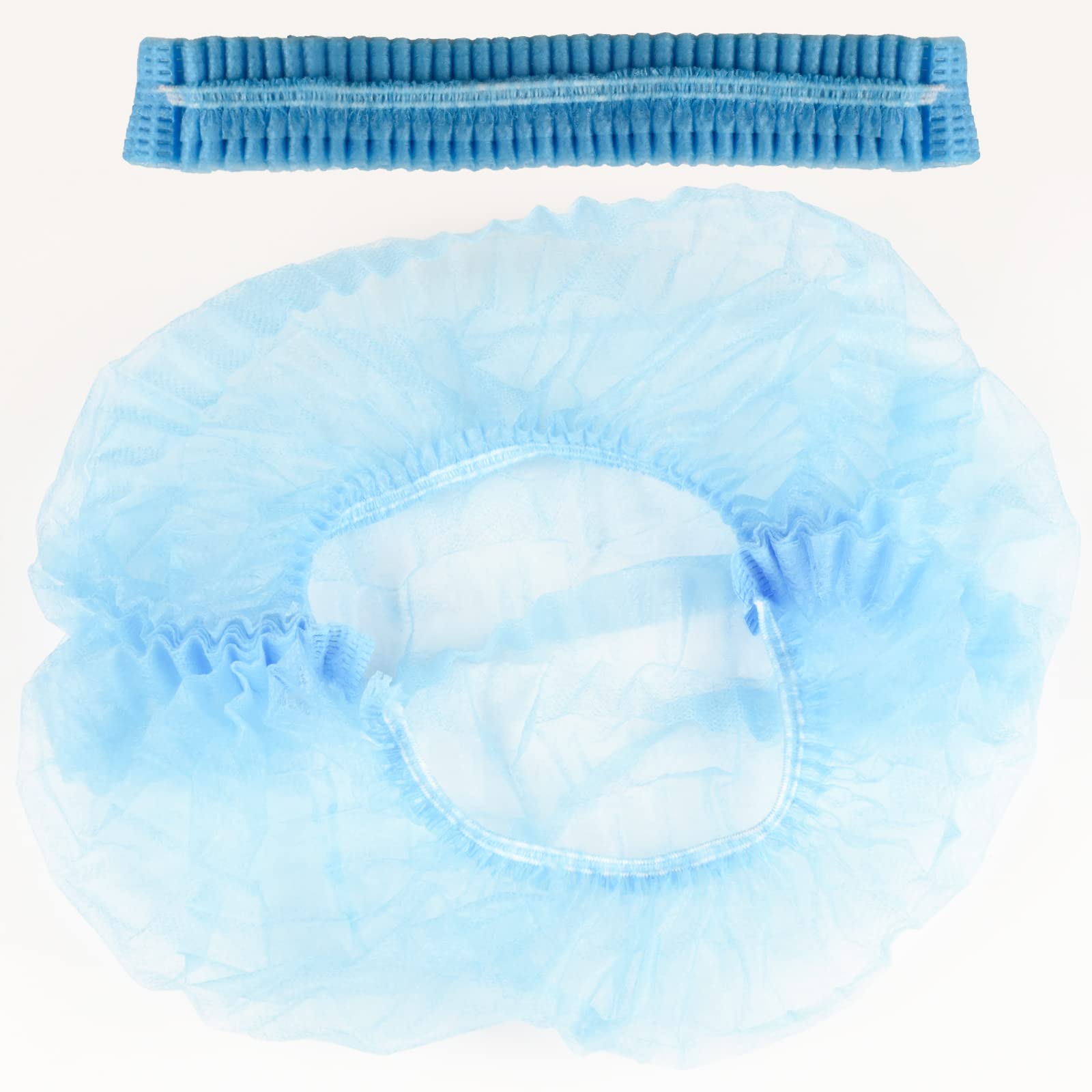 Disposable Bouffant Caps, 21inches Hair Net, Elastic Dust Cap for Food Service, Kitchen Head Cover (Blue)
