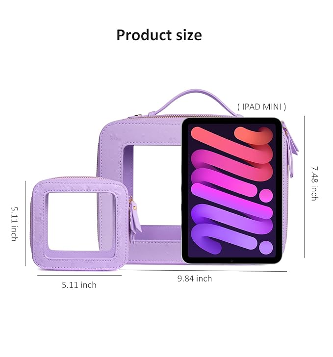 LETGO 2 Pack Clear Travel Toiletry Bag for Women,Large & Mini Waterproof PU TSA Approved Cosmetic Pouches, Portable Beach Vacation Makeup Organizer Set,See Through Skincare Sunscreen Bags for Women